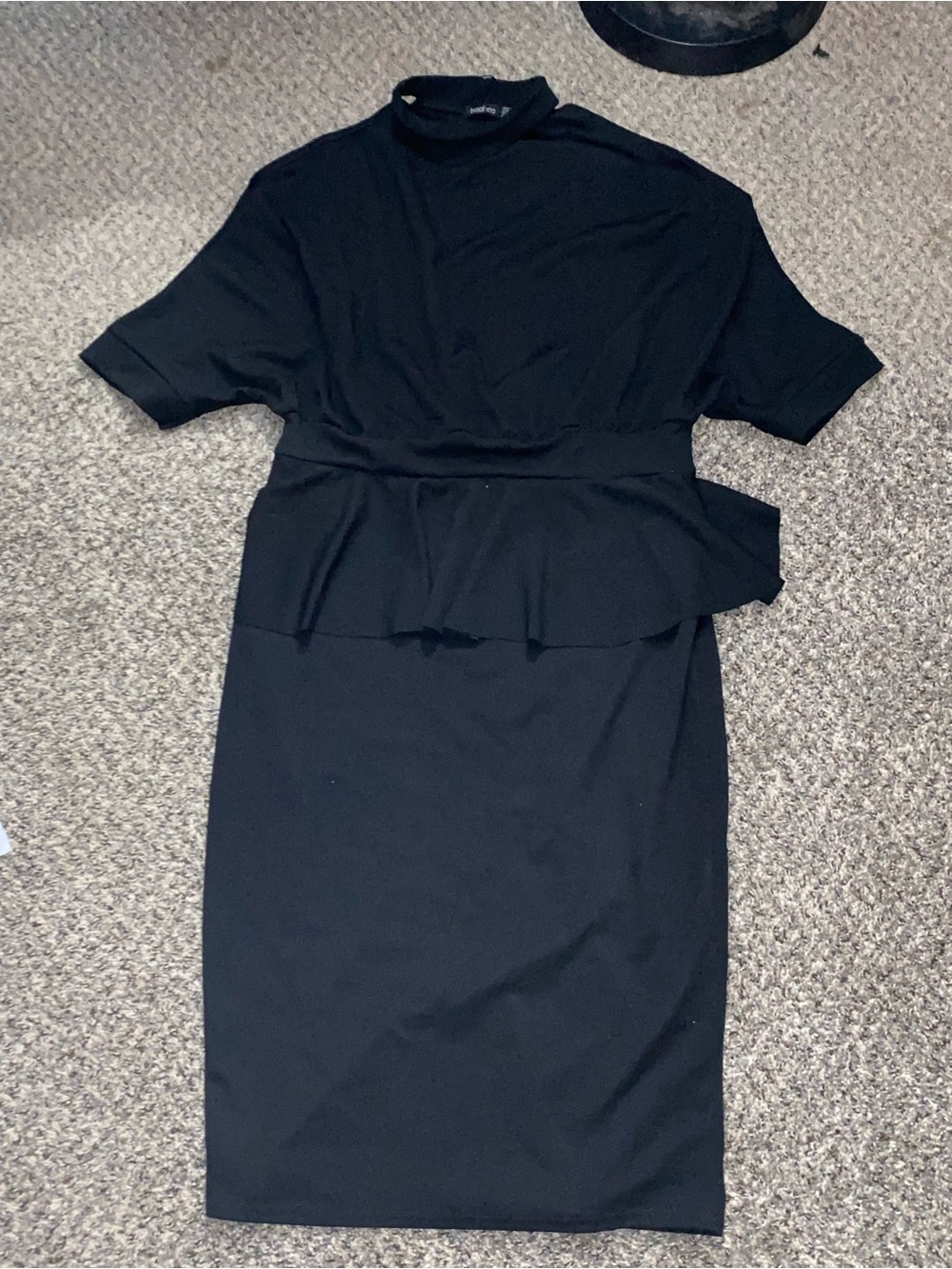 Boohoo Black Peplum Midi Dress